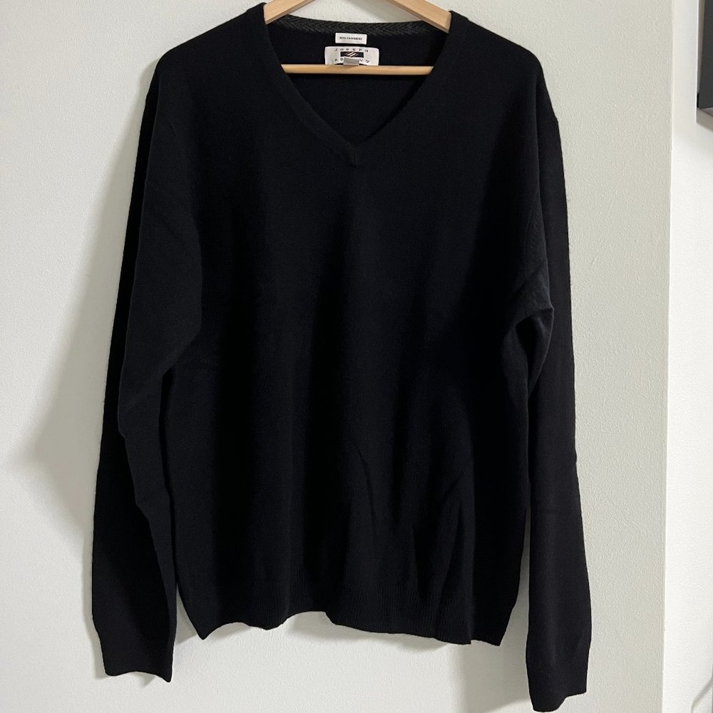 Joseph Abboud 100% Cashmere V-Neck Pullover Sweater — Black, Men's XL NWOT